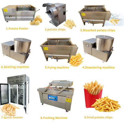 220V/380V Spanningsautomatische productielijn voor aardappelchips en verse frietjes