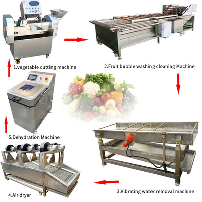 High Speed Groenteverwerkingslijn met 3,75 kW Power en Bubble Cleaning Technology