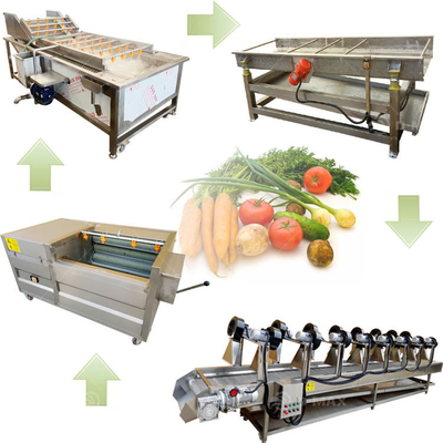 High Speed Groenteverwerkingslijn met 3,75 kW Power en Bubble Cleaning Technology