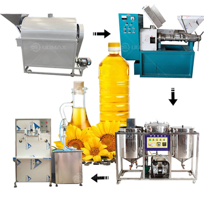 Energiebesparende machine voor het raffineren en bottelen van eetbare oliën met oliepersmachine voor zaden